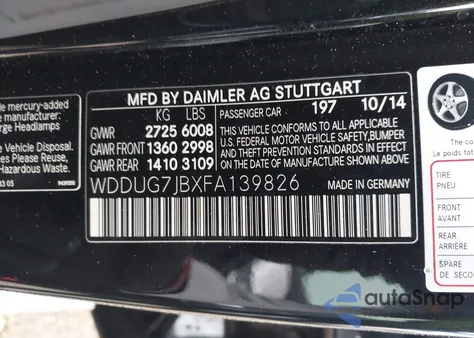 2015 Mercedes-Benz S 63 Amg 4Matic z USA, uszkodzony, nr VIN WDDUG7JBXFA139826